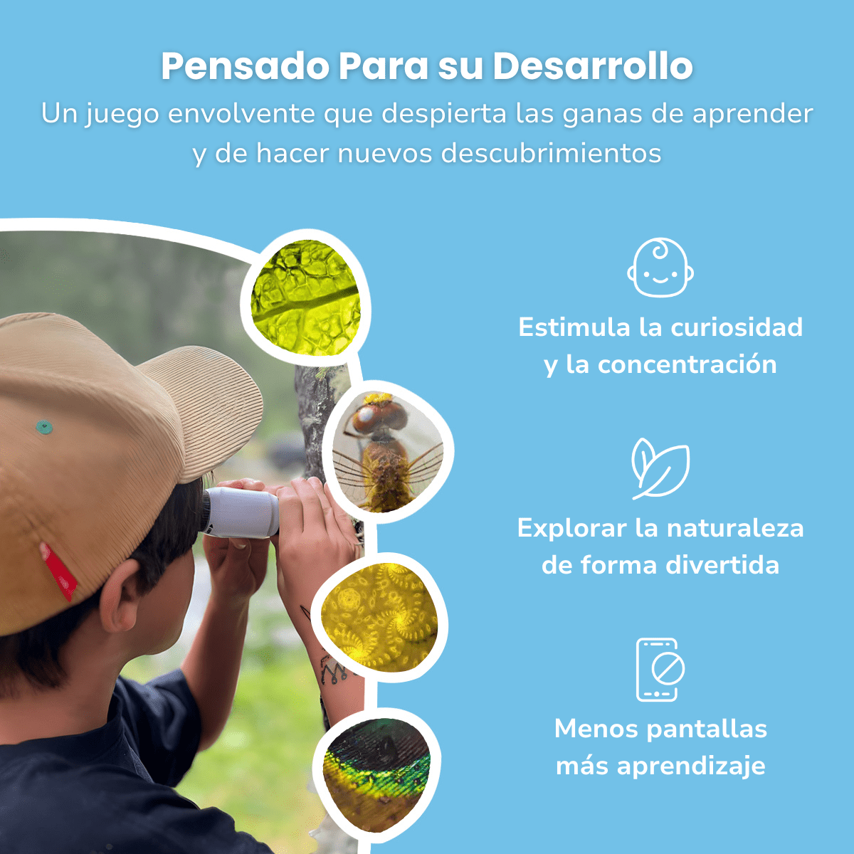 Microscopio Portátil para Niños - Niño Feliz
