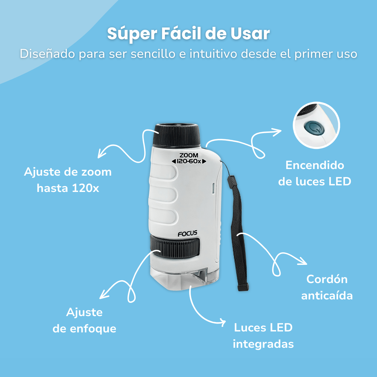 Microscopio Portátil para Niños - Niño Feliz
