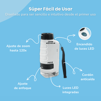 Microscopio Portátil para Niños - Niño Feliz
