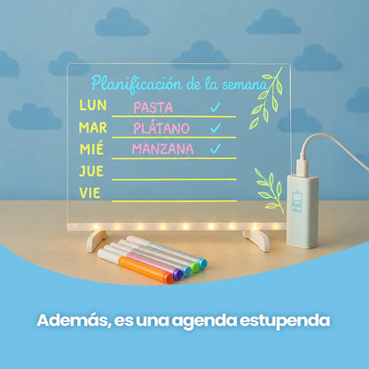 Pizarra luminosa con LED para dibujar - Niño Feliz