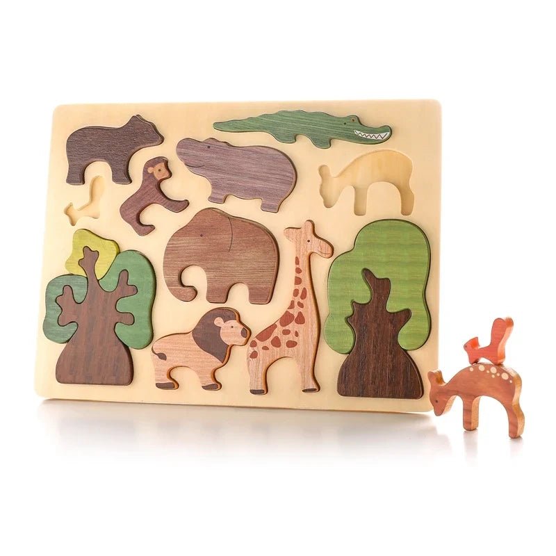 Rompecabezas 3D De Madera Con Animales Del Bosque - Niño Feliz