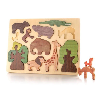 Rompecabezas 3D De Madera Con Animales Del Bosque - Niño Feliz