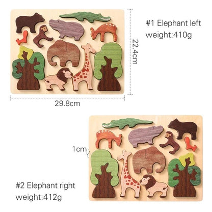 Rompecabezas 3D De Madera Con Animales Del Bosque - Niño Feliz