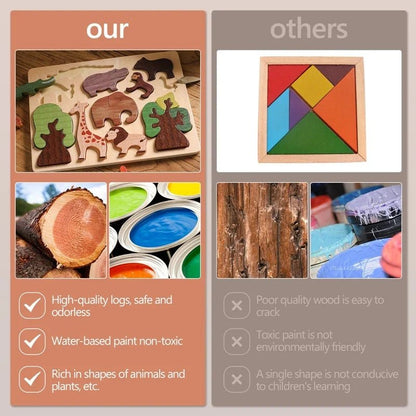Rompecabezas 3D De Madera Con Animales Del Bosque - Niño Feliz