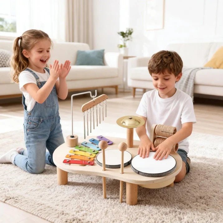 Set De Juguetes Musicales De Madera Montessori - Niño Feliz