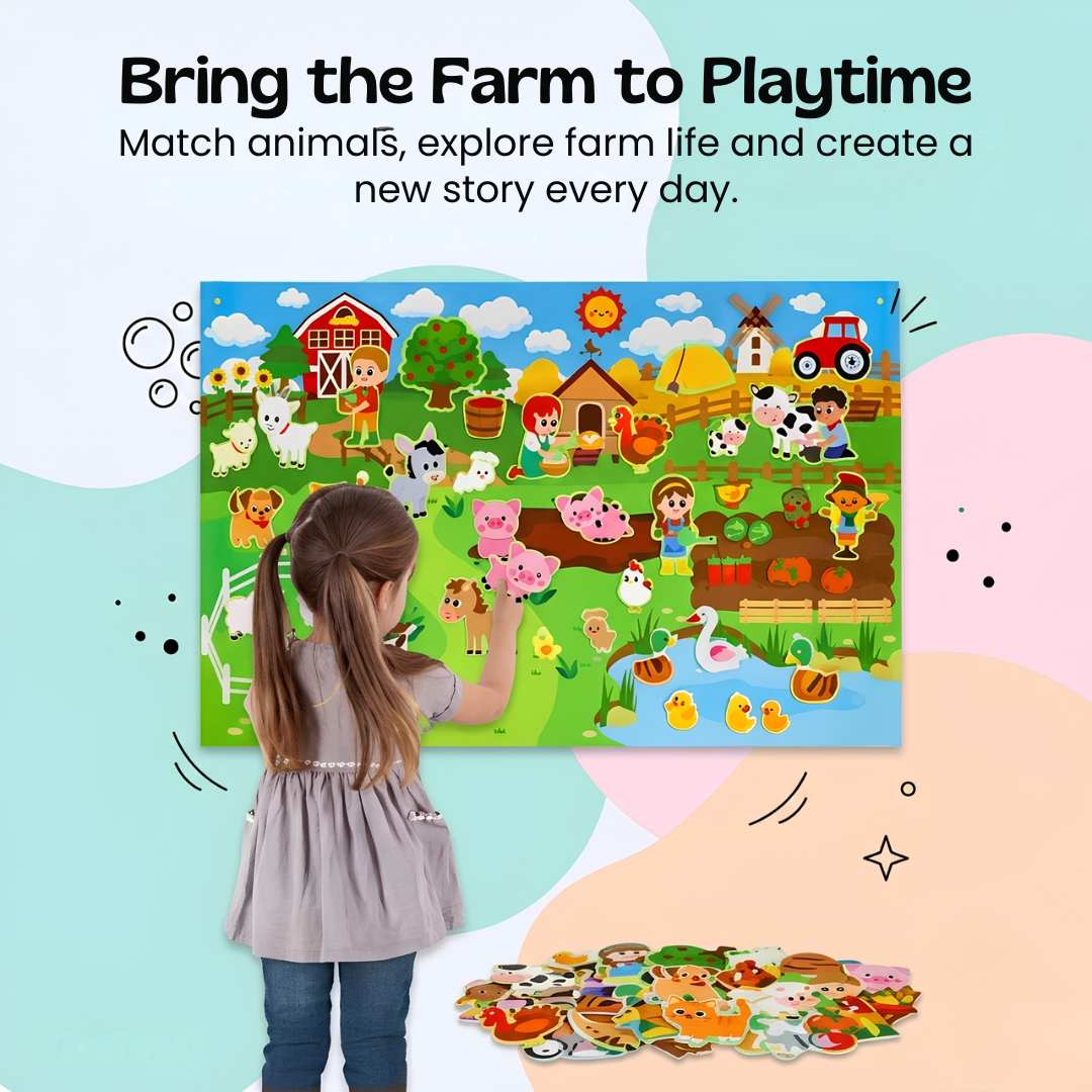Tablero De Actividades De Fieltro Para Aprendizaje Temprano - Niño Feliz