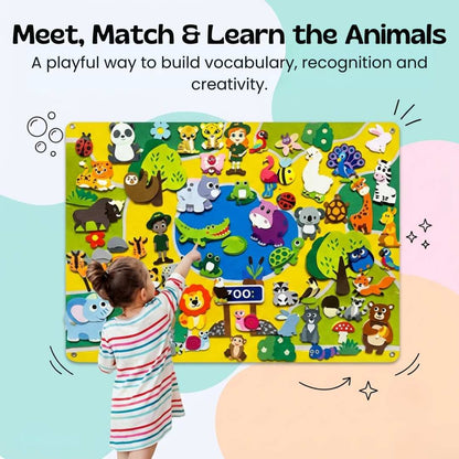 Tablero De Actividades De Fieltro Para Aprendizaje Temprano - Niño Feliz