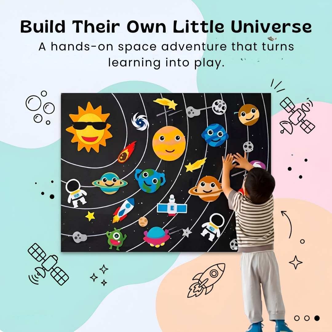 Tablero De Actividades De Fieltro Para Aprendizaje Temprano - Niño Feliz