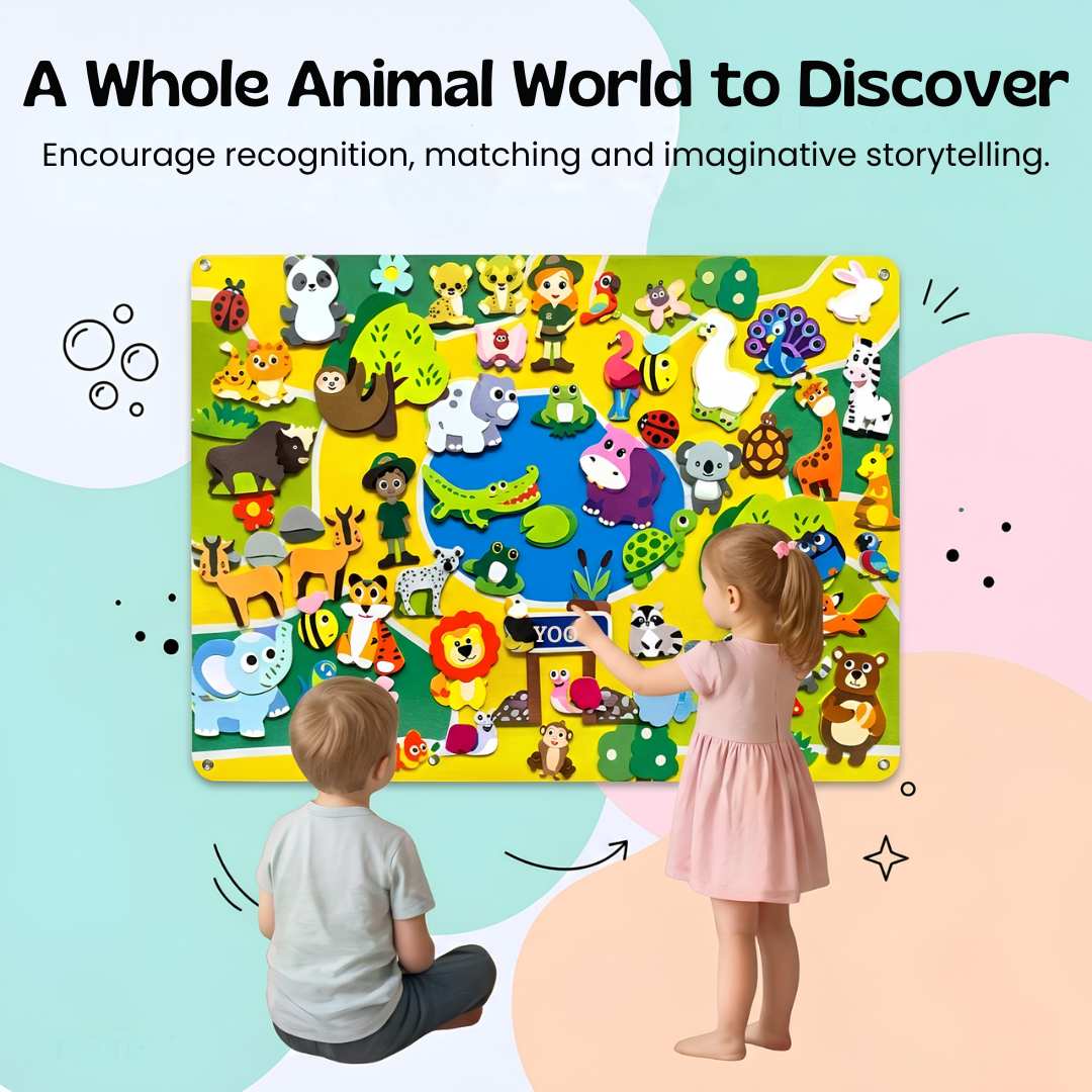 Tablero De Actividades De Fieltro Para Aprendizaje Temprano - Niño Feliz