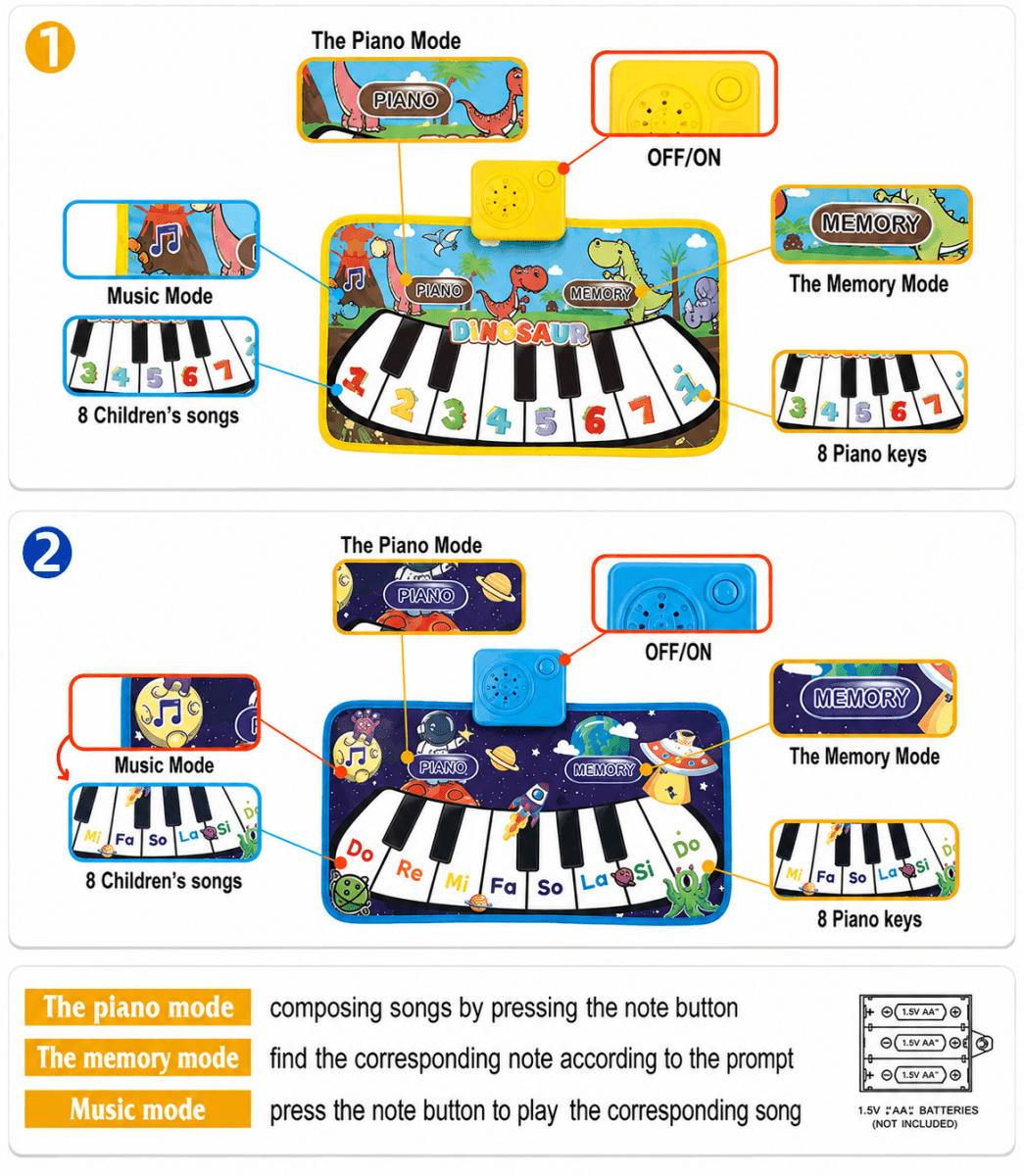 Tapete Musical De Piano Para Bebé Con Modos De Juego - Niño Feliz