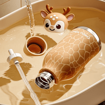 Termo Infantil de Acero Inoxidable con Diseño de Animales - Niño Feliz