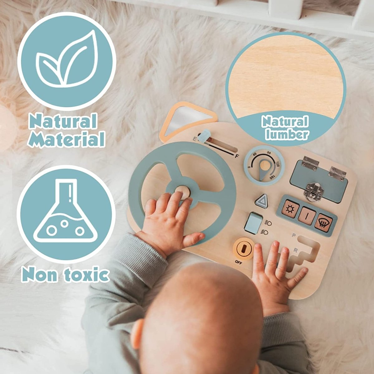 Volante De Madera Montessori Para Juego Infantil - Niño Feliz
